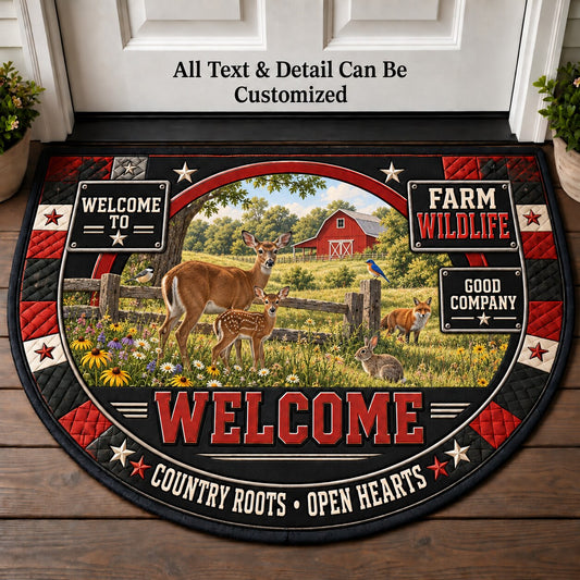 Farm Wildlife Personalized Half Round Mat | 5To9Vibe