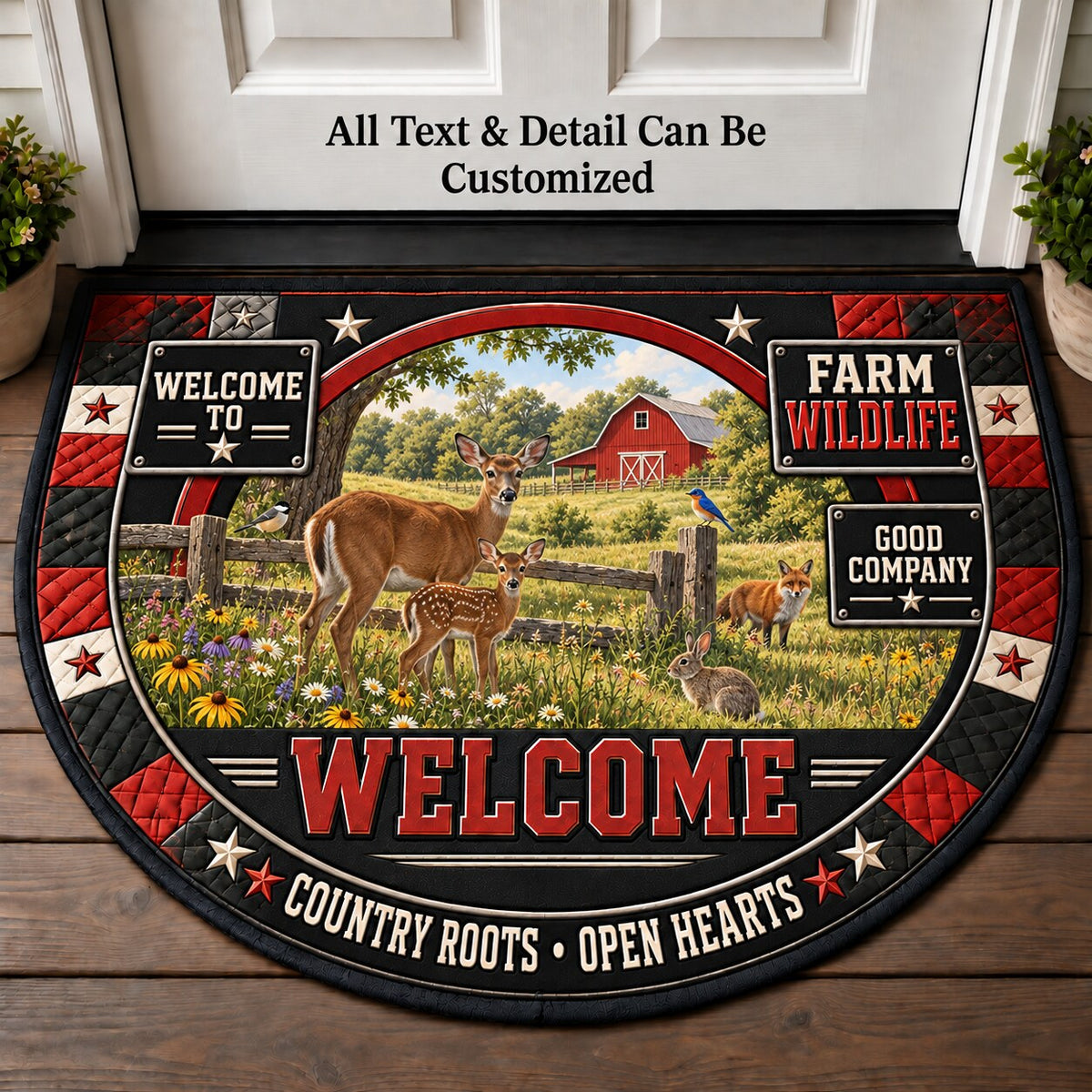 Farm Wildlife Personalized Half Round Mat | 5To9Vibe