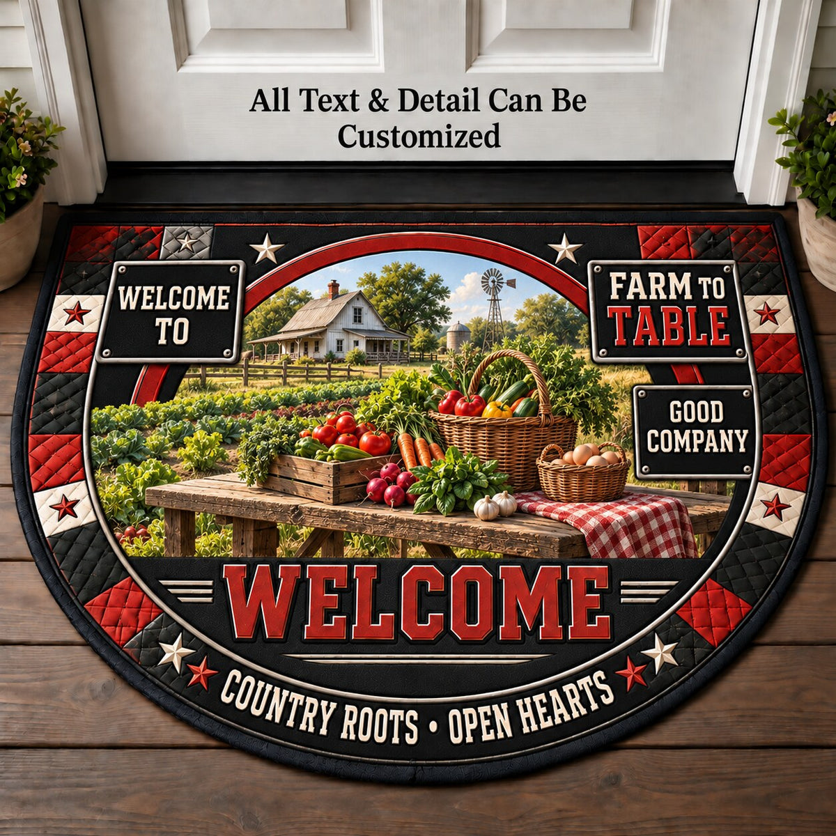 Farm to Table Personalized Half Round Mat | 5To9Vibe