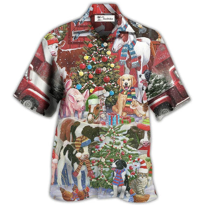 Hawaiian Shirt / Adults / S Farm Animals Happy With Xmas Night - Hawaiian Shirt 