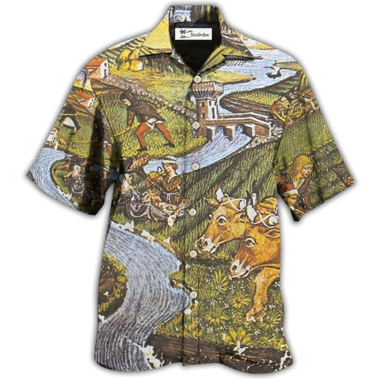 Hawaiian Shirt / Adults / S Farm Agriculture Cow Vintage - Hawaiian Shirt 