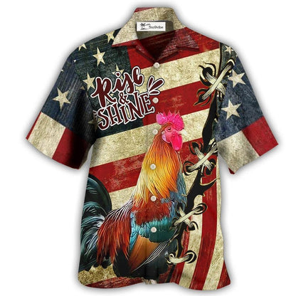 Hawaiian Shirt / Adults / S Farm America And Chicken Rise Shine - Hawaiian Shirt 