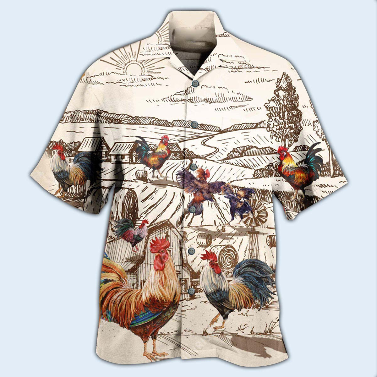 Chicken Awesome Farmer Roosters - Hawaiian Shirt 