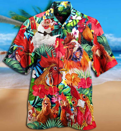 Chicken Loves Summer Tropical Style - Hawaiian Shirt 