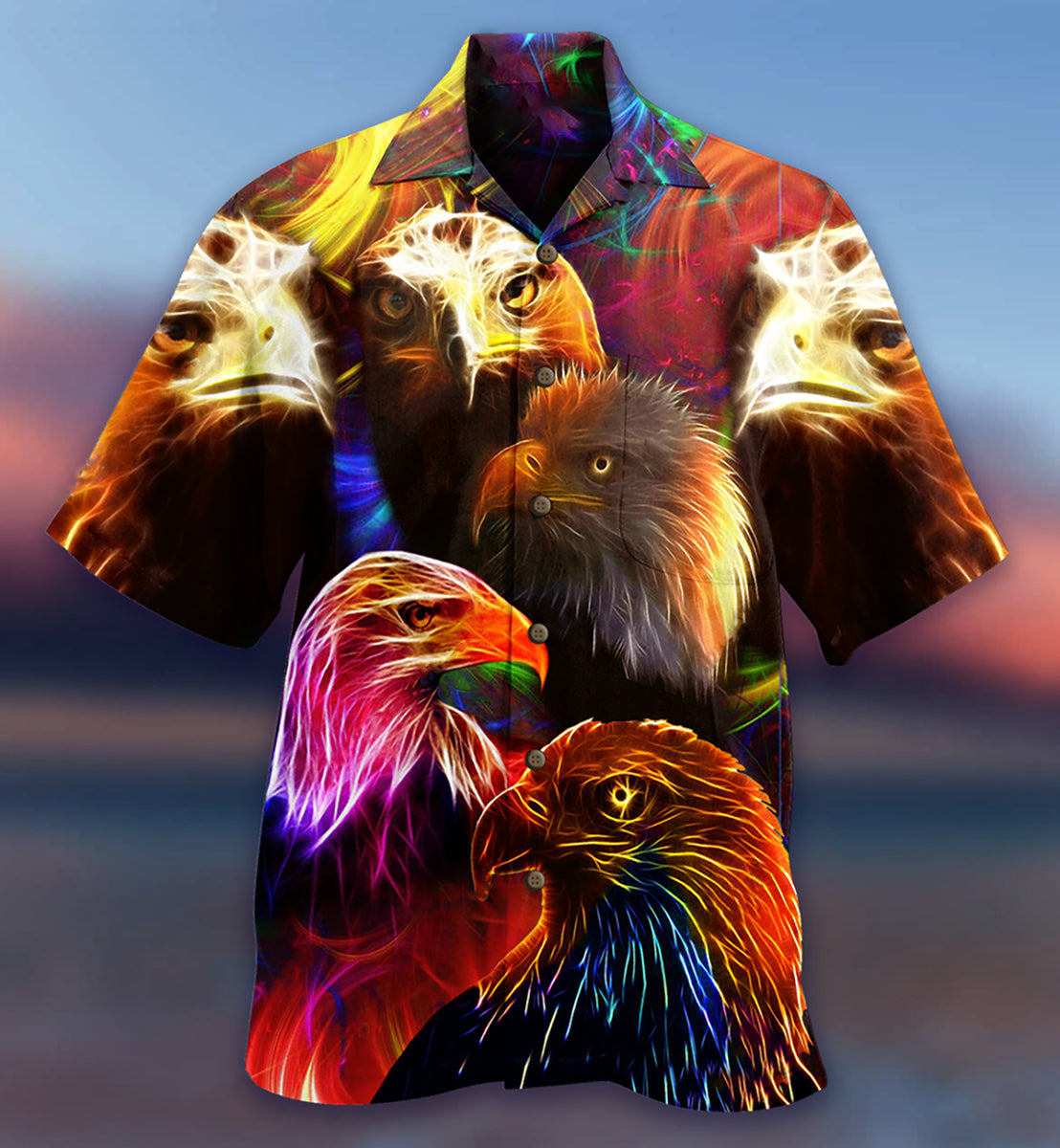 Eagle In Farm Mix Neon - Hawaiian Shirt 