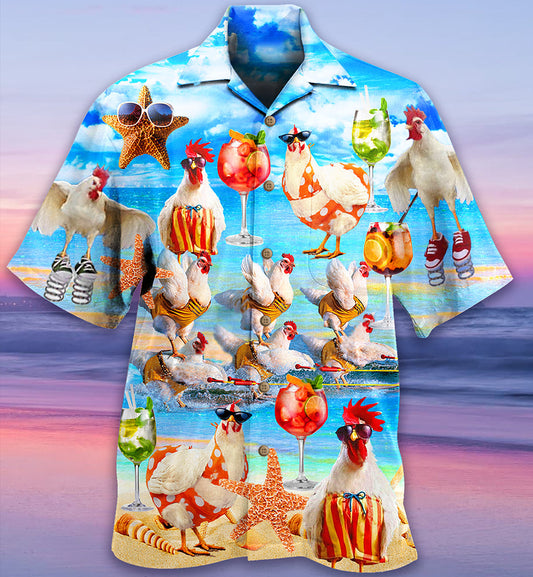 Chicken On The Beach Love Summer - Hawaiian Shirt 