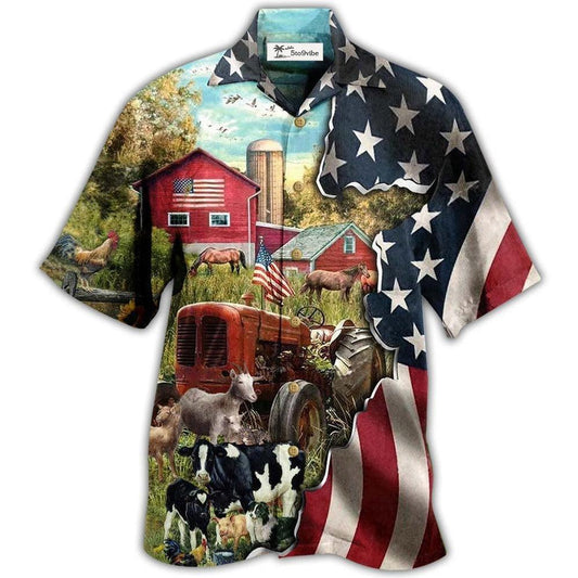 Hawaiian Shirt / Adults / S Farm Love Cows And Animals America - Hawaiian Shirt 