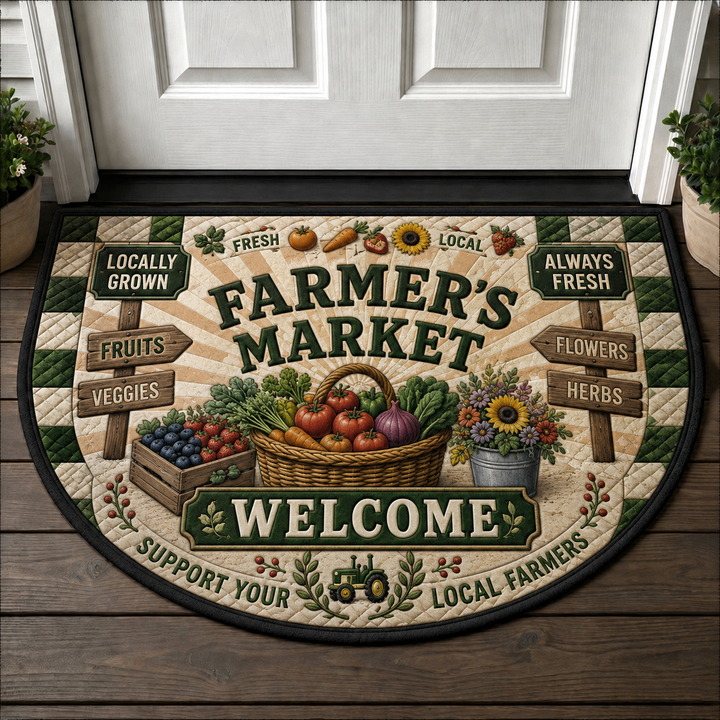 Farm Fresh Farmers Market Doormat - Support Local Produce Welcome Mat - 5to9vibe