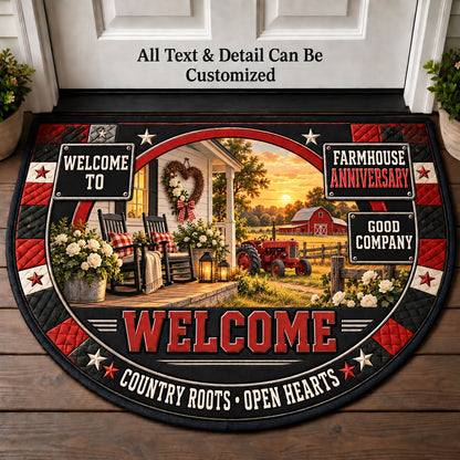 Farmhouse Anniversary Personalized Half Round Mat | 5To9Vibe