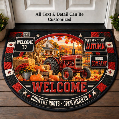 Farmhouse Autumn Personalized Half Round Mat | 5To9Vibe