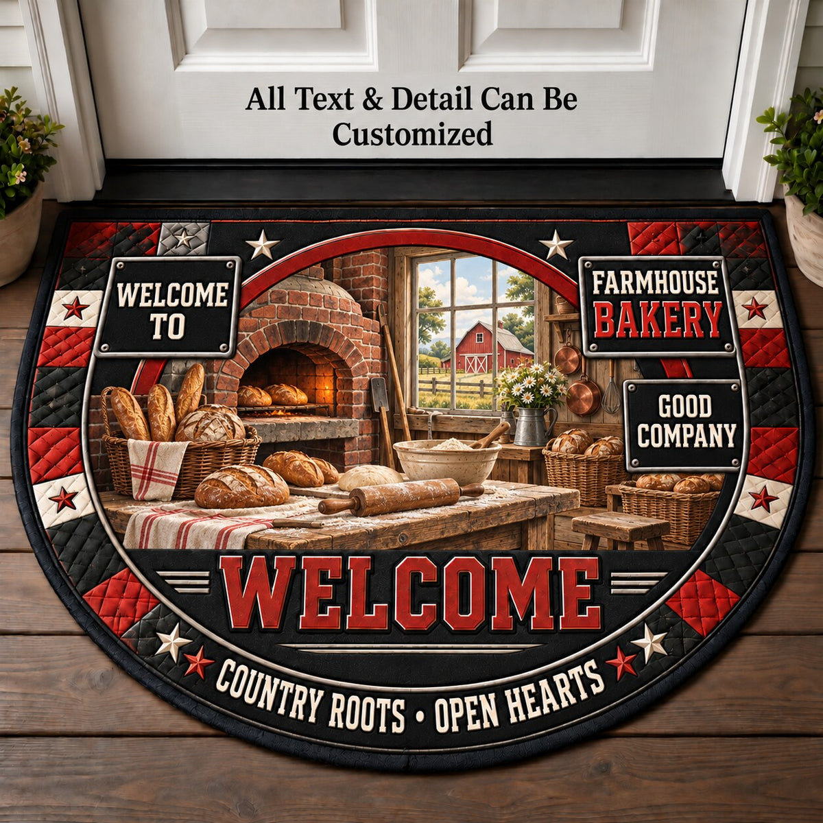 Farmhouse Bakery Personalized Half Round Mat | 5To9Vibe