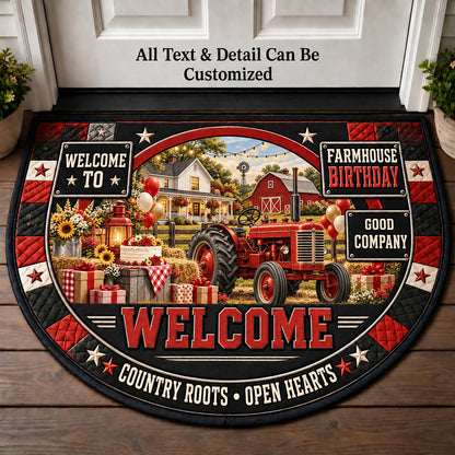 Farmhouse Birthday Personalized Half Round Mat | 5To9Vibe