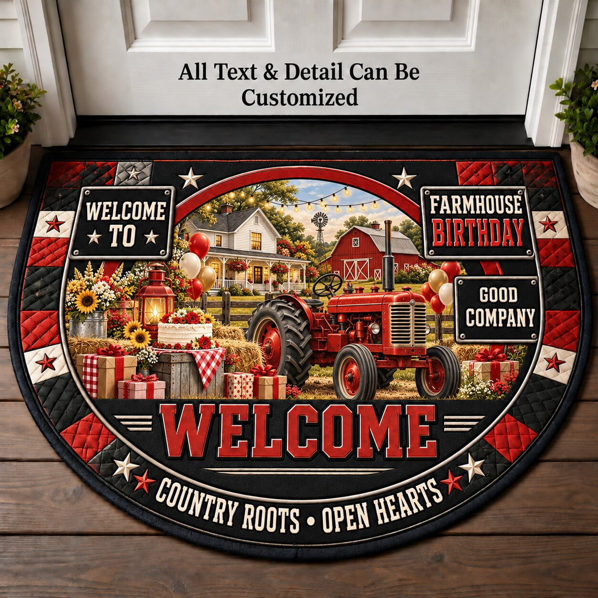 Farmhouse Birthday Personalized Half Round Mat | 5To9Vibe