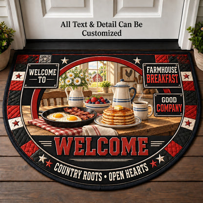 Farmhouse Breakfast Personalized Half Round Mat | 5To9Vibe