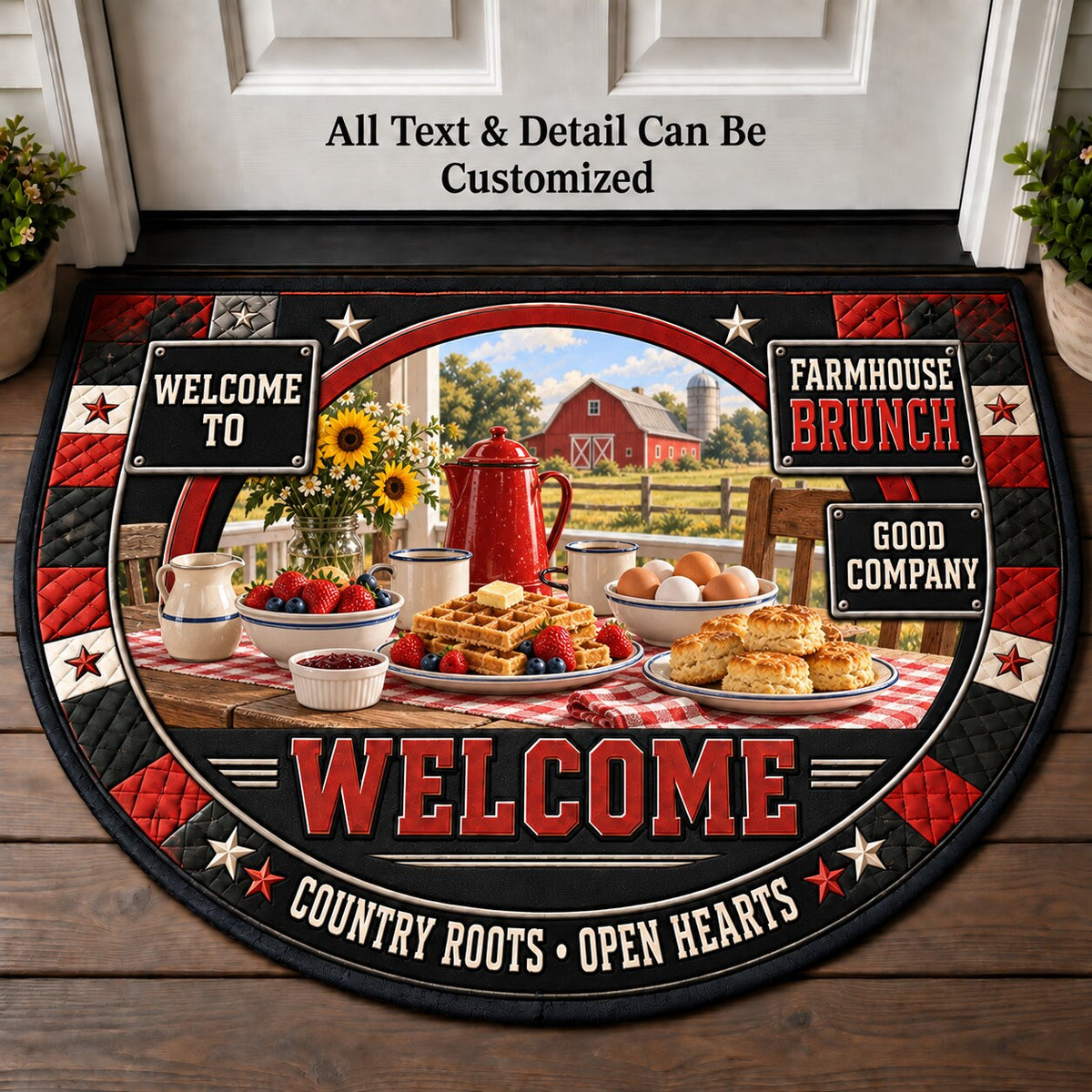 Farmhouse Brunch Personalized Half Round Mat | 5To9Vibe