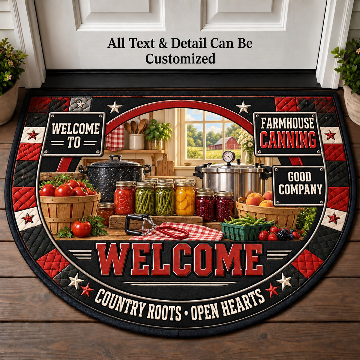 Farmhouse Canning Personalized Half Round Mat | 5To9Vibe