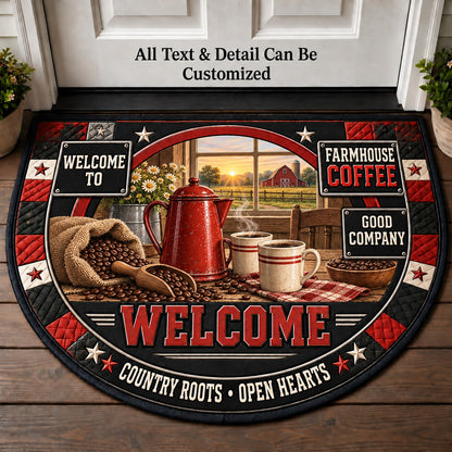 Farmhouse Coffee Personalized Half Round Mat | 5To9Vibe