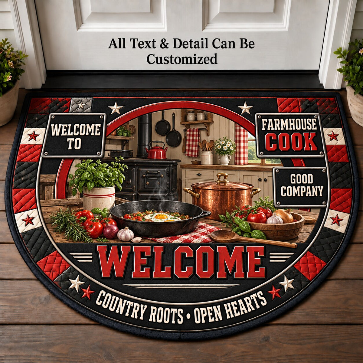 Farmhouse Cook Personalized Half Round Mat | 5To9Vibe