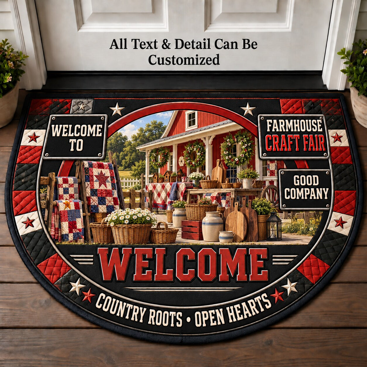 Farmhouse Craft Fair Personalized Half Round Mat | 5To9Vibe