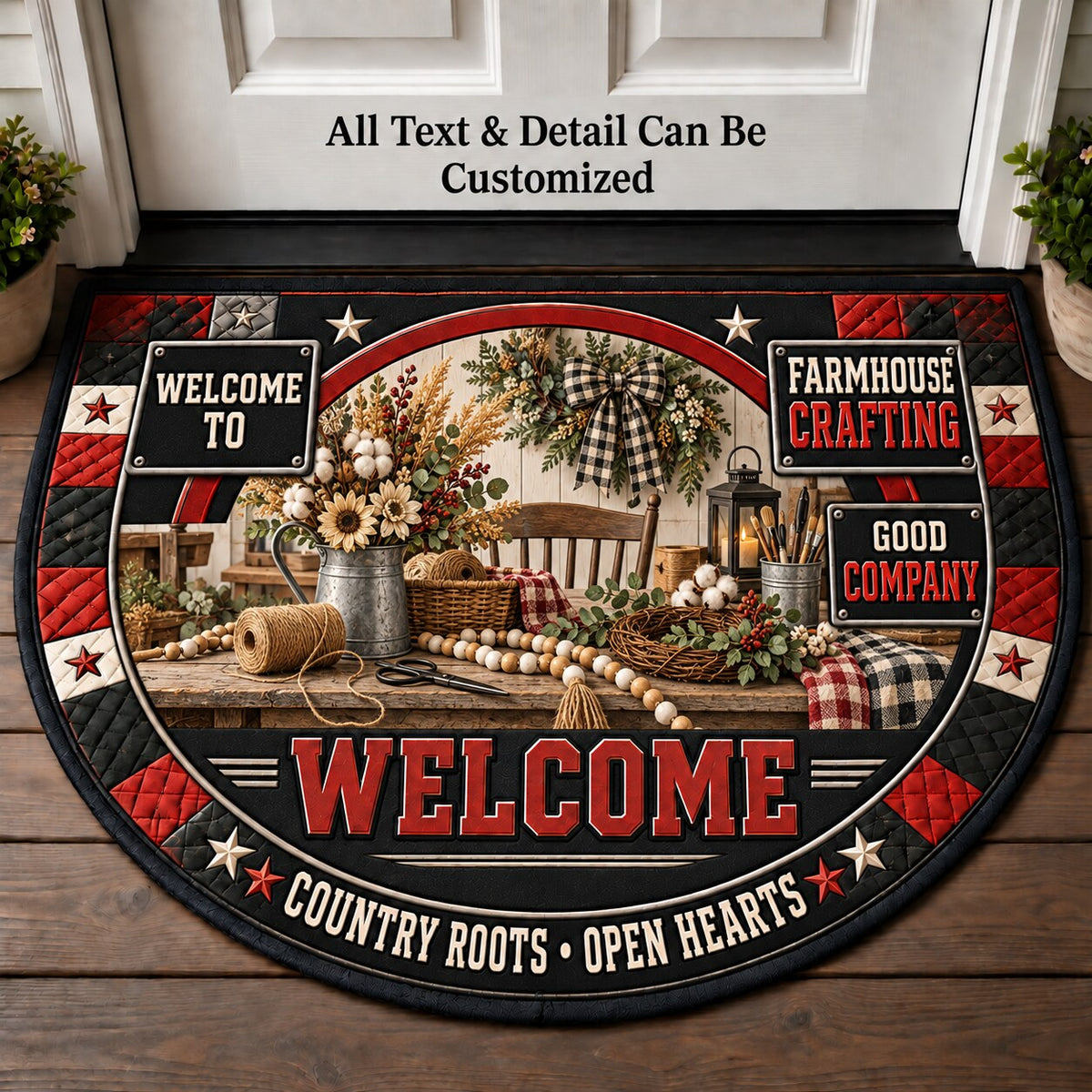 Farmhouse Crafting Personalized Half Round Mat | 5To9Vibe