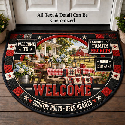 Farmhouse Family Reunion Personalized Half Round Mat | 5To9Vibe