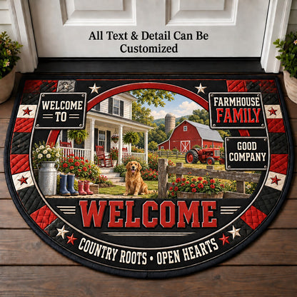 Farmhouse Family Personalized Half Round Mat | 5To9Vibe