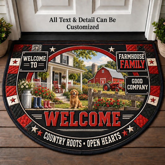 Farmhouse Family Personalized Half Round Mat | 5To9Vibe