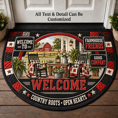 Farmhouse Friends Personalized Half Round Mat | 5To9Vibe