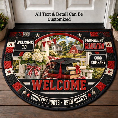 Farmhouse Graduation Personalized Half Round Mat | 5To9Vibe