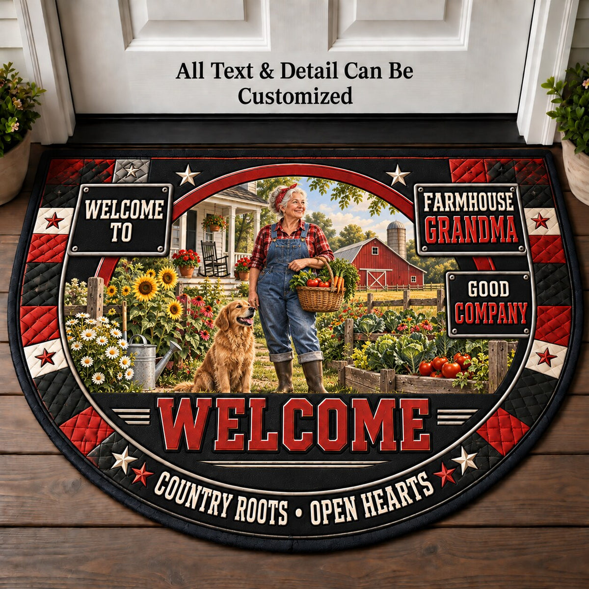 Farmhouse Grandma Personalized Half Round Mat | 5To9Vibe