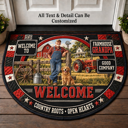 Farmhouse Grandpa Personalized Half Round Mat | 5To9Vibe