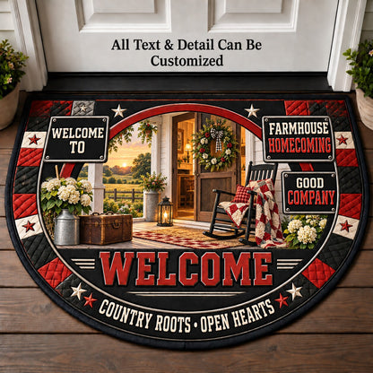 Farmhouse Homecoming Personalized Half Round Mat | 5To9Vibe