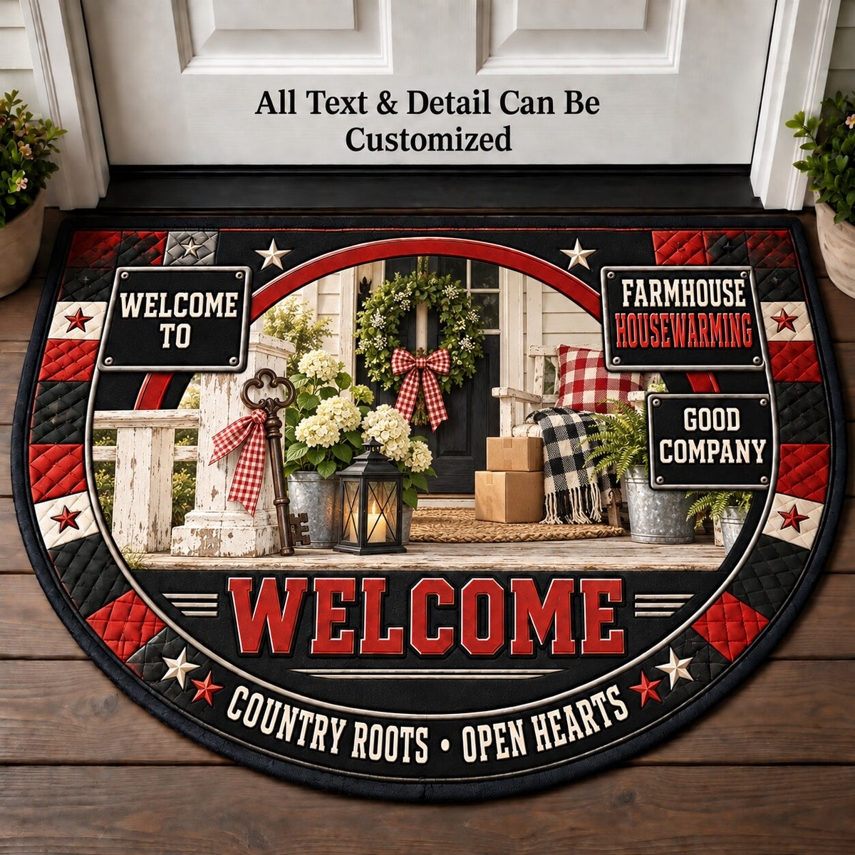 Farmhouse Housewarming Personalized Half Round Mat | 5To9Vibe