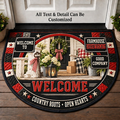 Farmhouse Housewarming Personalized Half Round Mat | 5To9Vibe