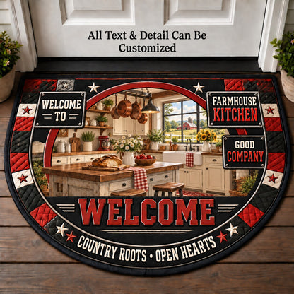 Farmhouse Kitchen Personalized Half Round Mat | 5To9Vibe