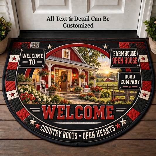 Farmhouse Open House Personalized Half Round Mat | 5To9Vibe