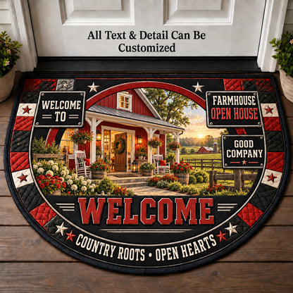 Farmhouse Open House Personalized Half Round Mat | 5To9Vibe