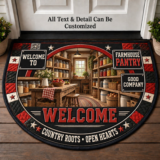 Farmhouse Pantry Personalized Half Round Mat | 5To9Vibe