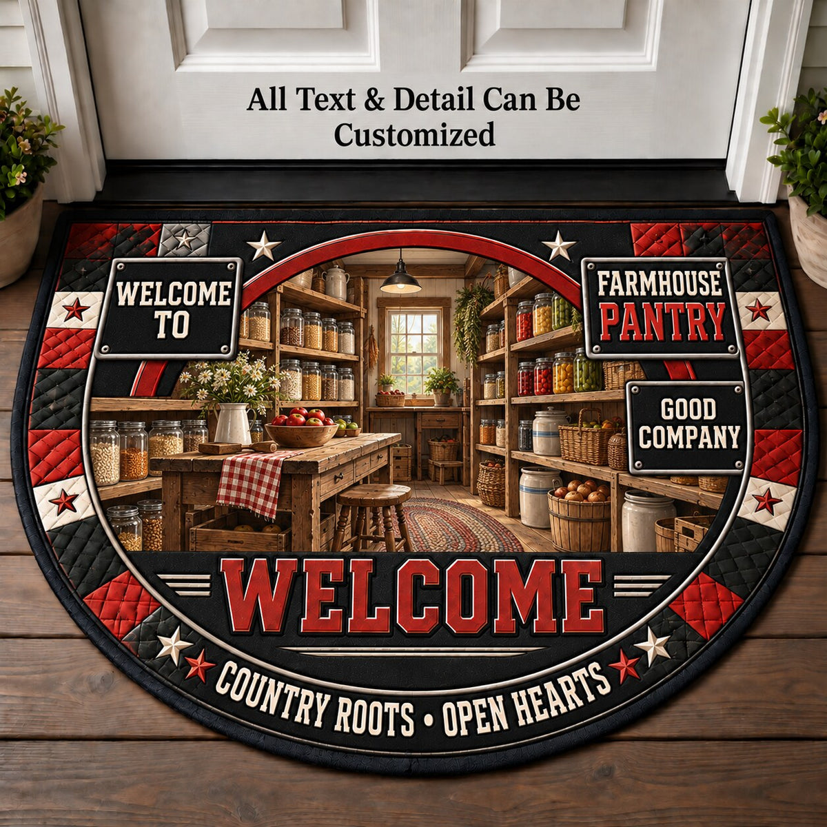 Farmhouse Pantry Personalized Half Round Mat | 5To9Vibe
