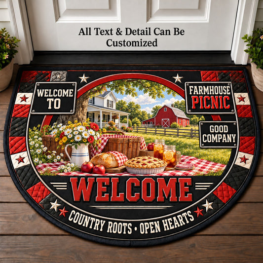 Farmhouse Picnic Personalized Half Round Mat | 5To9Vibe