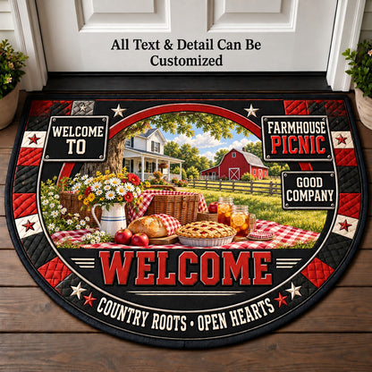 Farmhouse Picnic Personalized Half Round Mat | 5To9Vibe