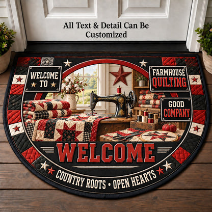 Farmhouse Quilting Personalized Half Round Mat | 5To9Vibe