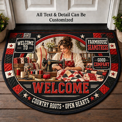 Farmhouse Seamstress Personalized Half Round Mat | 5To9Vibe