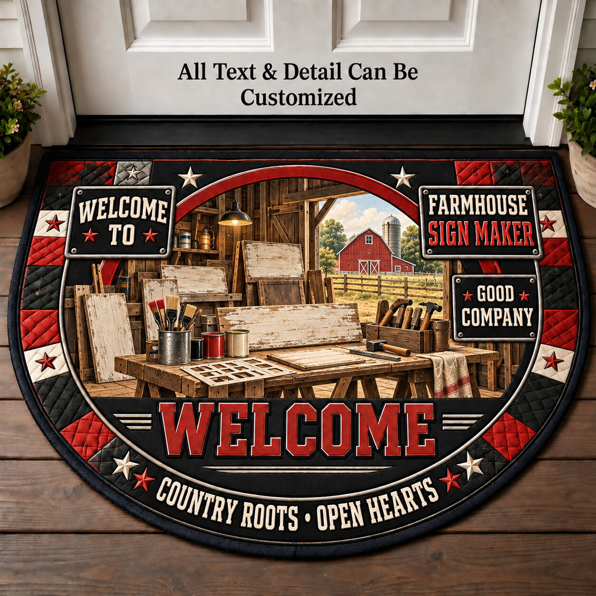 Farmhouse Sign Maker Personalized Half Round Mat | 5To9Vibe