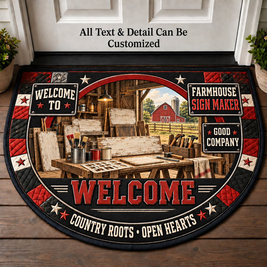 Farmhouse Sign Maker Personalized Half Round Mat | 5To9Vibe