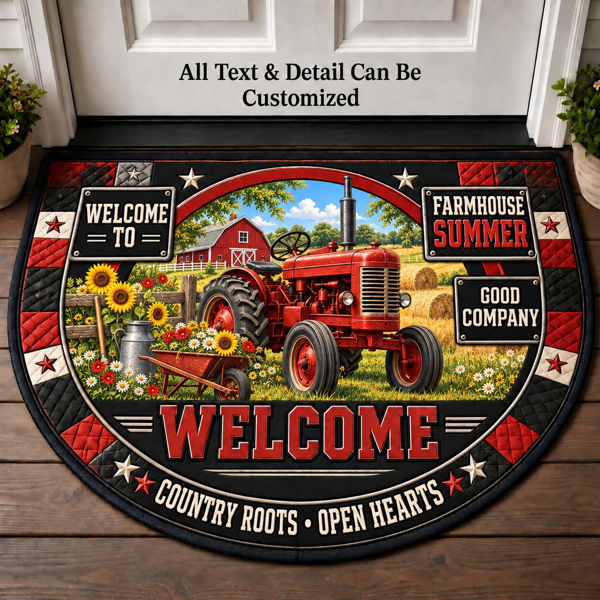 Farmhouse Summer Personalized Half Round Mat | 5To9Vibe