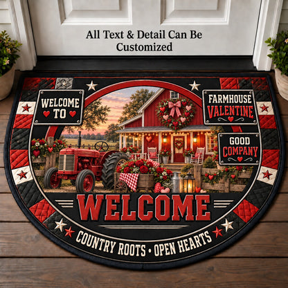 Farmhouse Valentine Personalized Half Round Mat | 5To9Vibe