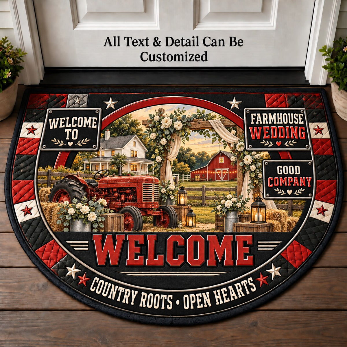 Farmhouse Wedding Personalized Half Round Mat | 5To9Vibe