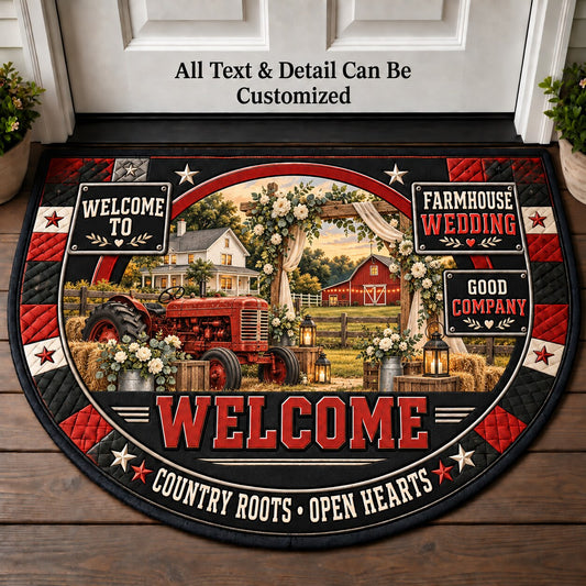 Farmhouse Wedding Personalized Half Round Mat | 5To9Vibe