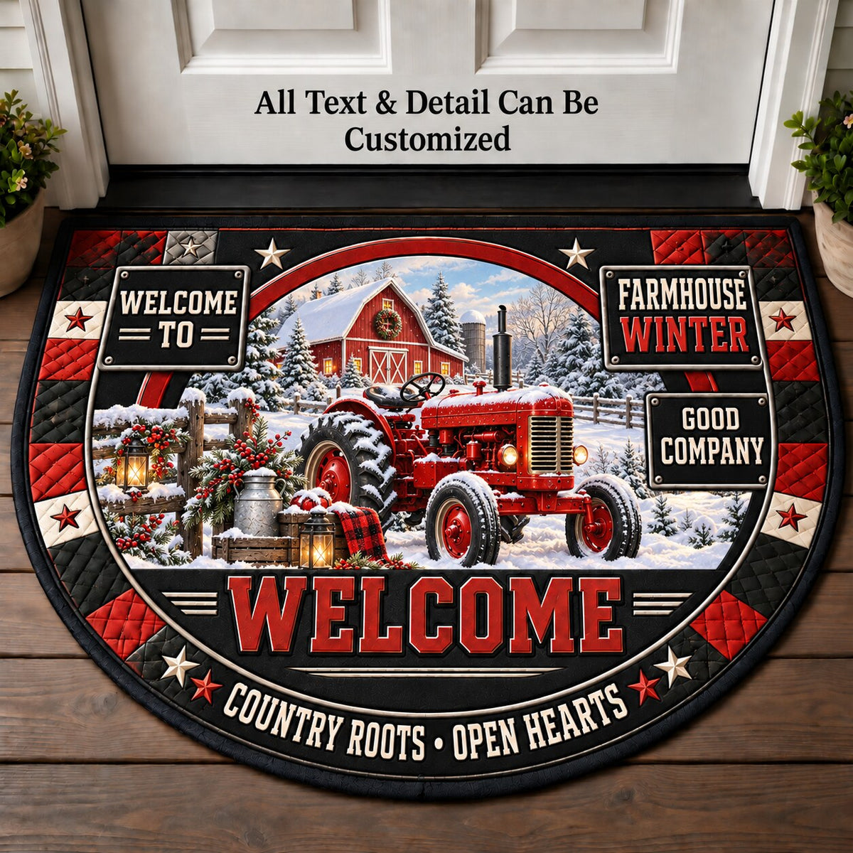 Farmhouse Winter Personalized Half Round Mat | 5To9Vibe